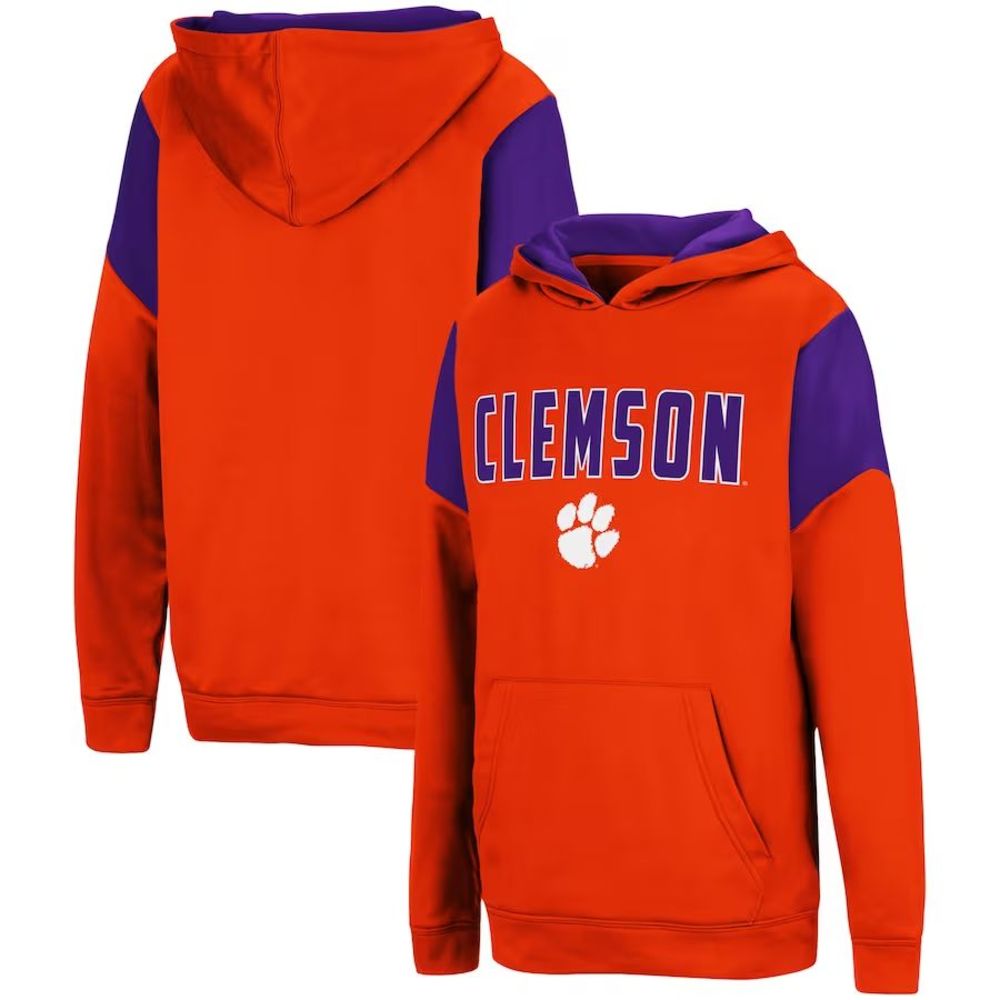 Clemson Tigers Colosseum Orange Purple Kids Youth Boys Pullover Hoodie Size XL - Picture 3 of 3
